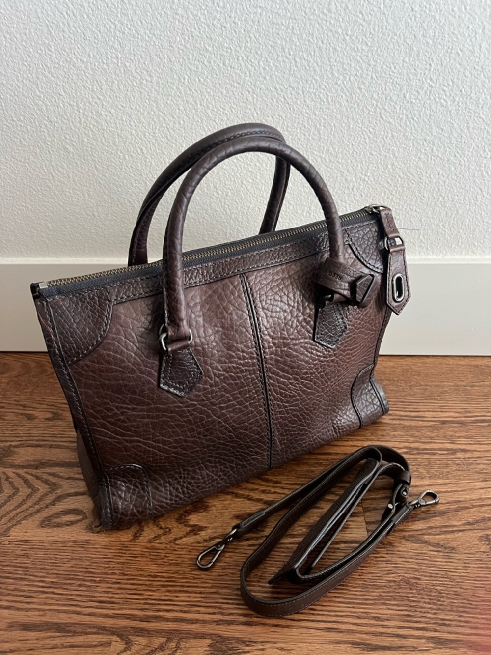 Reed Krakoff Dark Brown Embossed Leather Satchel - Picture 5 of 16